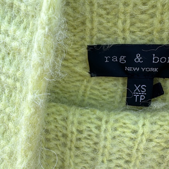 Rag & Bone Joseph Turtle Neck Sweater Knit Alpaca Merino Wool Lime Green XS - Picture 3 of 6